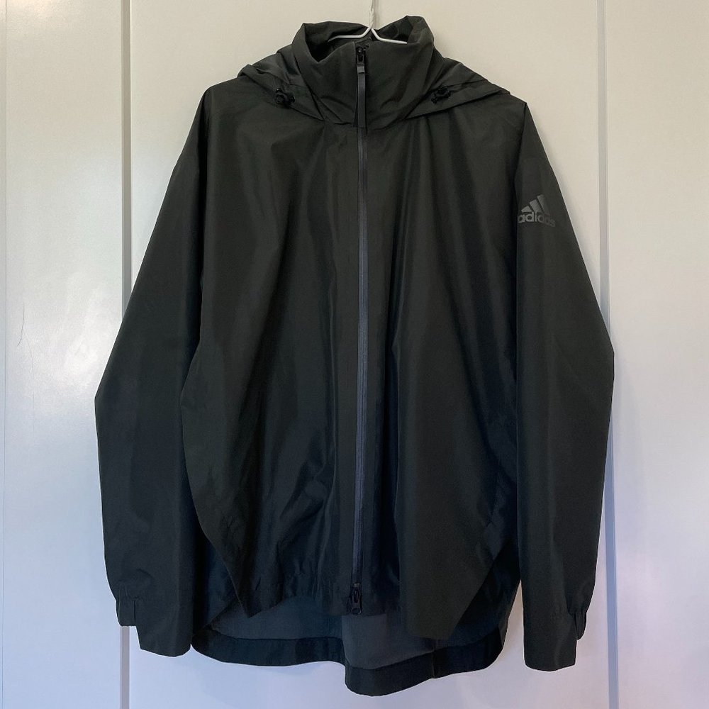 Adidas Climaproof Women's Rain Jacket Army Green Hooded Zip Size Medium